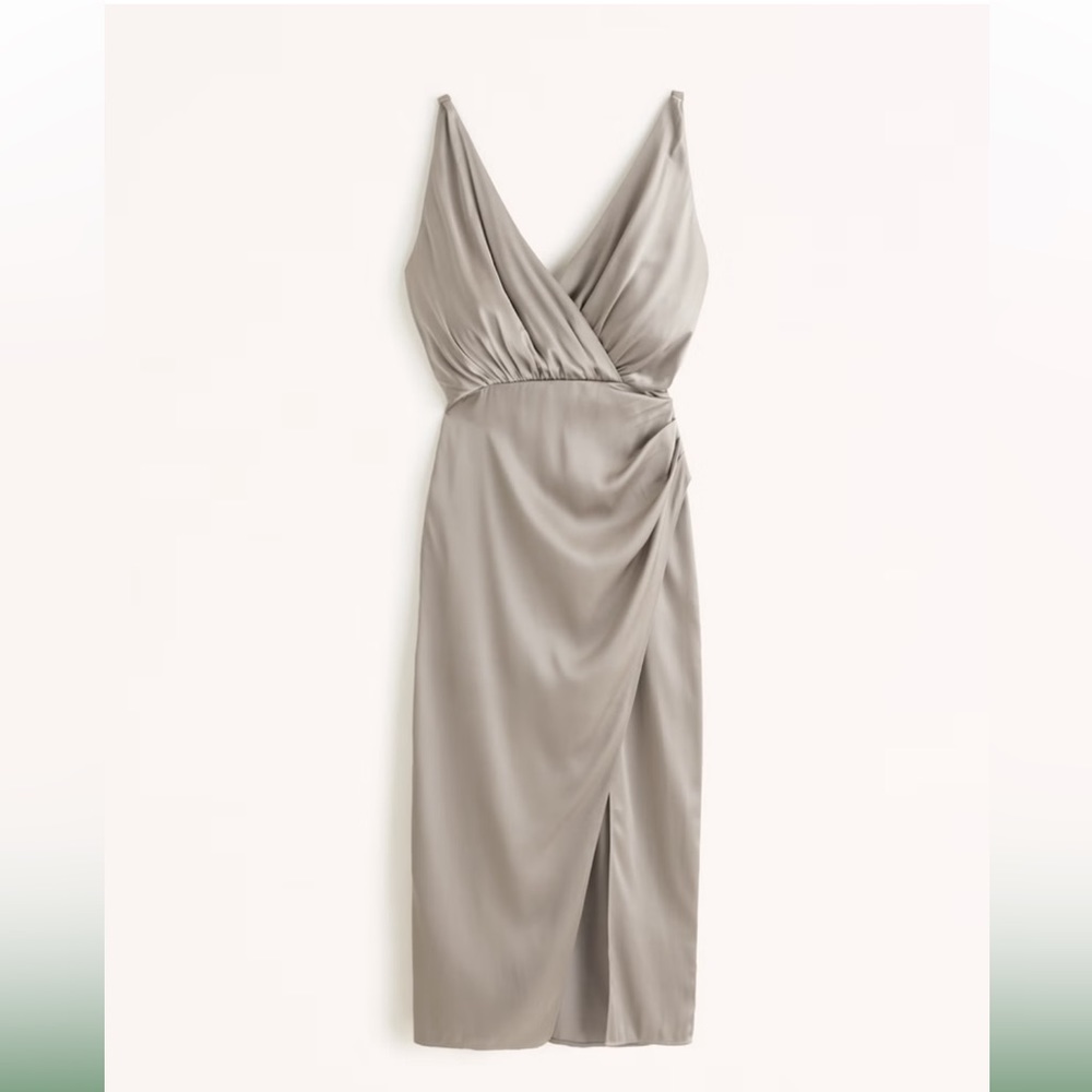 Abercrombie Satin Draped Wrap Midi Dress